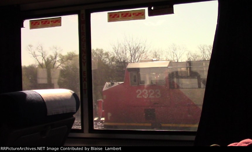 Passing CN M396 on board Amtrak